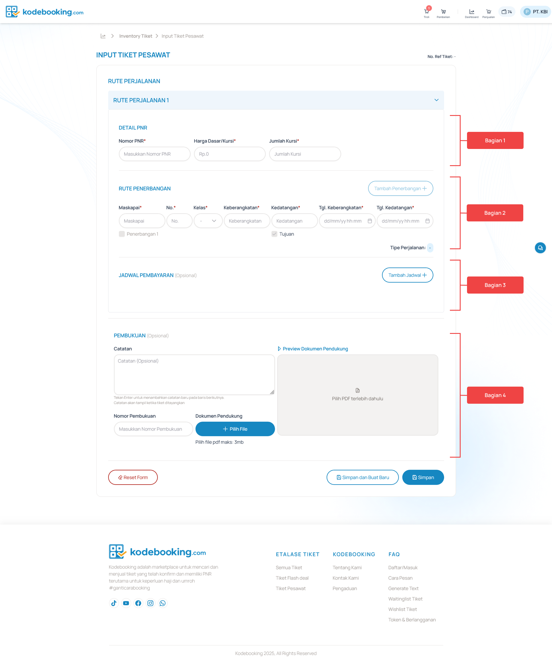 Form Input Tiket Inventaris
