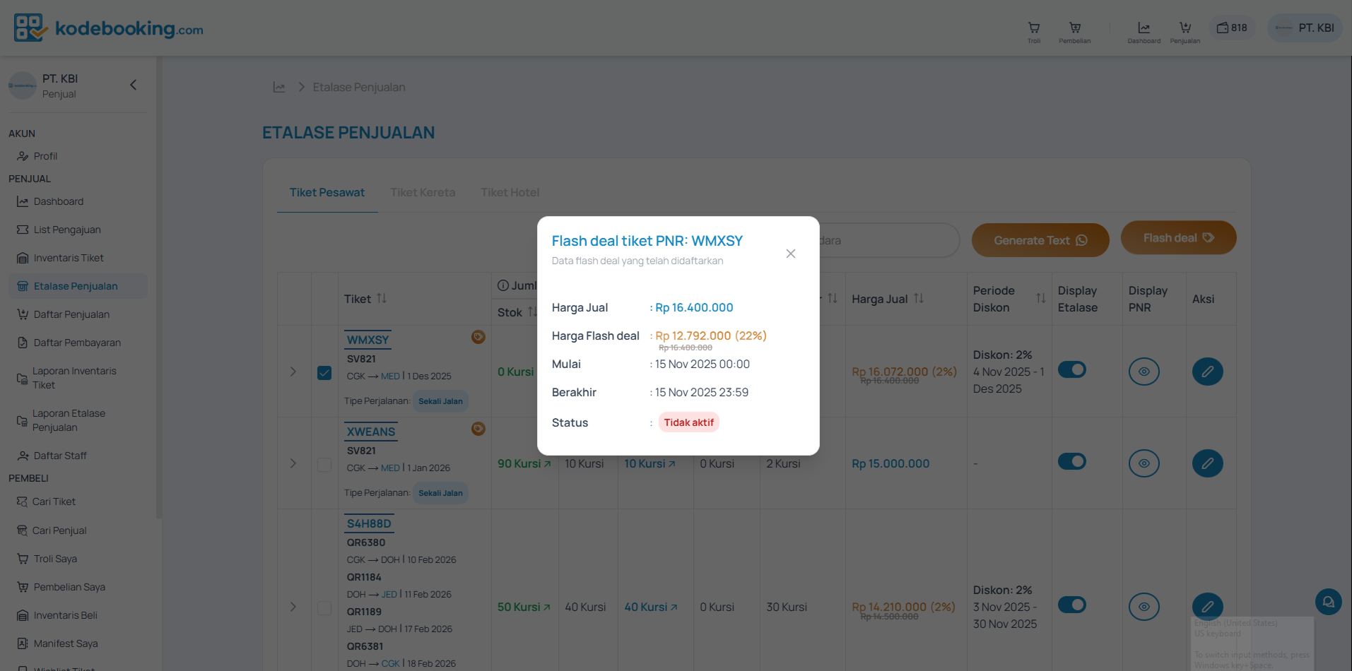 Popup Data Flash Deal